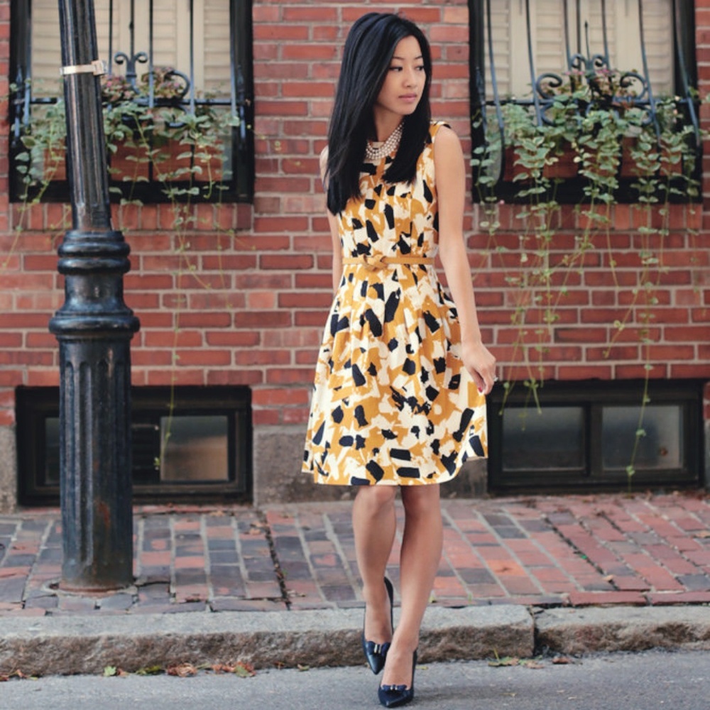 H&M Yellow Pleated Dress